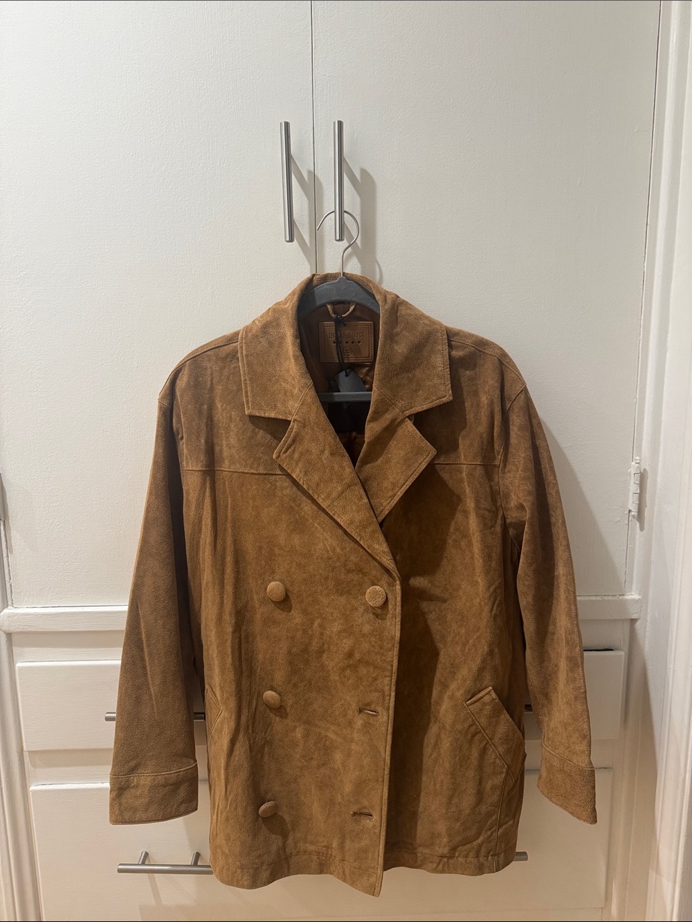 Blank NYC Brown Suede Double-Breasted fringe Jacket xs - Picture 11 of 13